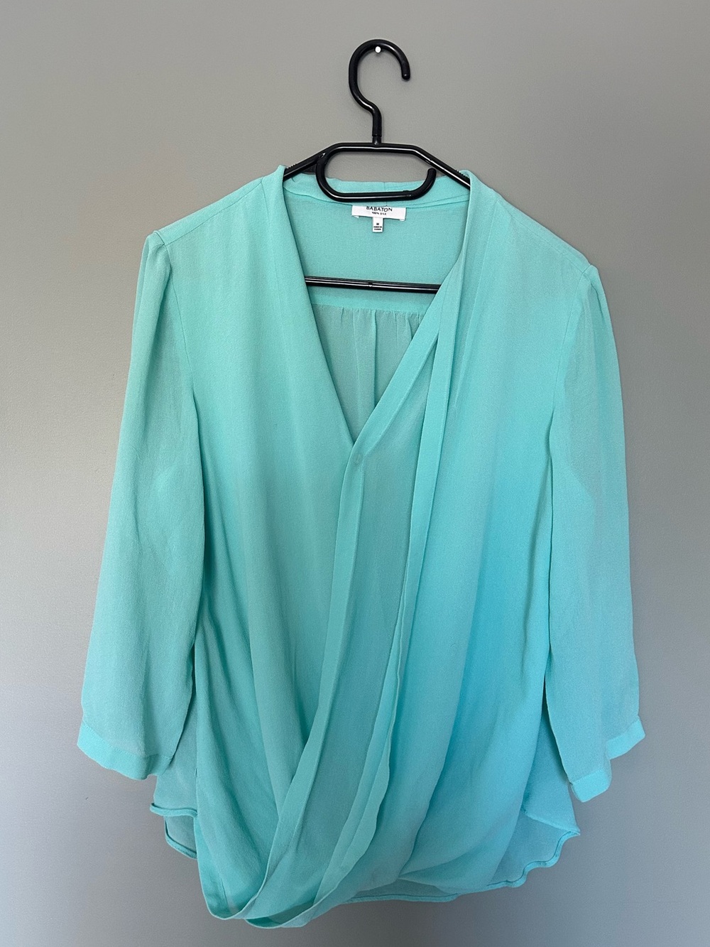 Babaton Aqua Draped Wrap-Front Blouse